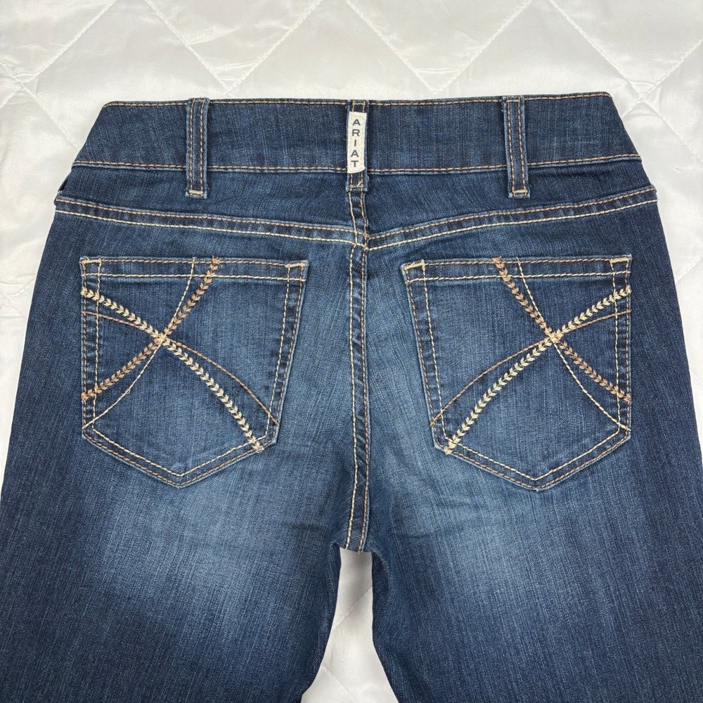 Ariat REAL Arrow Boot Jeans Women's 28R (29x33) Low Rise Dark Wash Stretch Denim - Picture 3 of 15